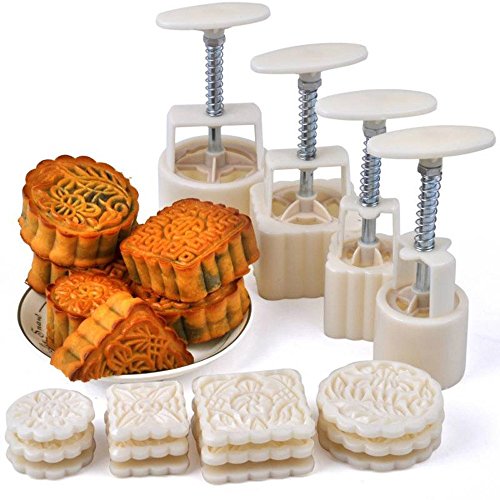 0717080640650 - VOVOV MID-AUTUMN FESTIVAL HAND-PRESSURE MOON CAKE MOULD WITH 12 PCS MODE PATTERN FOR 4 SETS