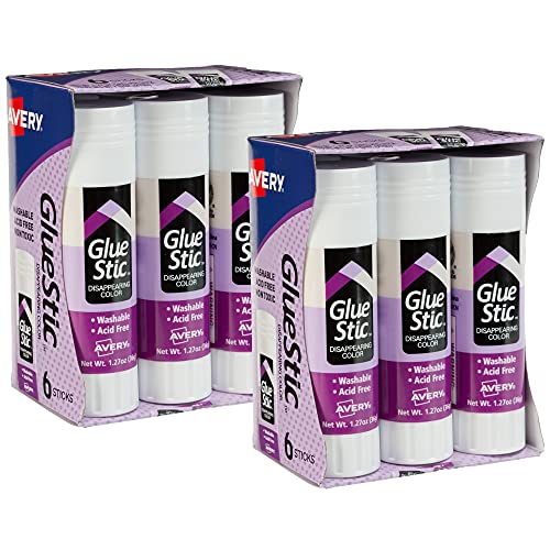 0071709102227 - AVERY GLUE STIC, DISAPPEARING PURPLE, WASHABLE, NON-TOXIC, 1.27OZ, 6 GLUE STICKS, 2-PACK, 12 TOTAL