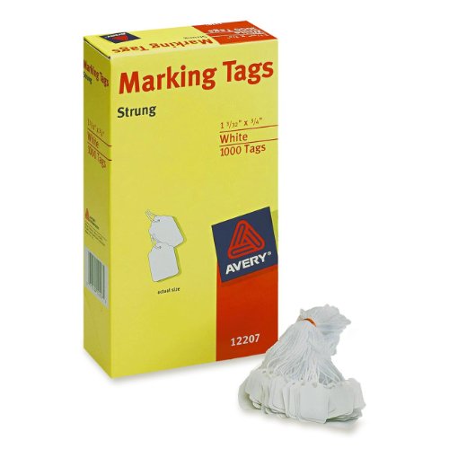 0071709122072 - AVERY WHITE MARKING TAGS STRUNG, 1.093 X 0.75 INCHES, PACK OF 1000