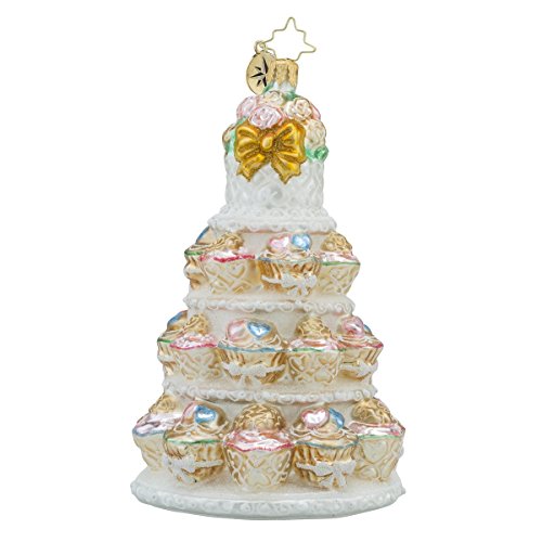 0717109290484 - CHRISTOPHER RADKO TIERS OF JOY BRIDAL WEDDING CAKE THEMED GLASS CHRISTMAS ORNAMENT - 6H.