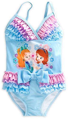 0717109332535 - DISNEY STORE LITTLE GIRLS SOFIA THE FIRST GLITTER ACCENTS DELUXE SWIMSUIT, SIZE 4