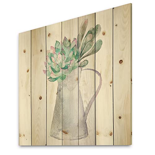 0717219966781 - DESIGNQ SUCCULENT HOME PLANT - TRADITIONAL PRINT ON NATURAL PINE WOOD