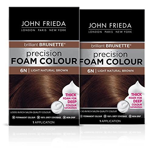 0717226280948 - JOHN FRIEDA PRECISION FOAM COLOR, LIGHT NATURAL BROWN 6N, FULL-COVERAGE HAIR COLOR KIT, WITH THICK FOAM FOR DEEP COLOR SATURATION (PACK OF 2)