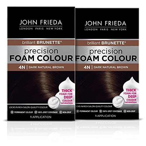 0717226281013 - JOHN FRIEDA PRECISION FOAM COLOR, DARK NATURAL BROWN 4N, FULL-COVERAGE HAIR COLOR KIT, WITH THICK FOAM FOR DEEP COLOR SATURATION (PACK OF 2)