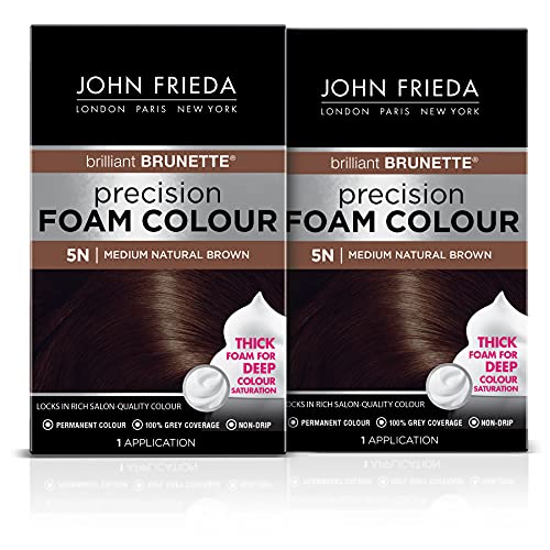 0717226281020 - JOHN FRIEDA PRECISION FOAM COLOR, MEDIUM NATURAL BROWN 5N, FULL-COVERAGE HAIR COLOR KIT, WITH THICK FOAM FOR DEEP COLOR SATURATION (PACK OF 2)