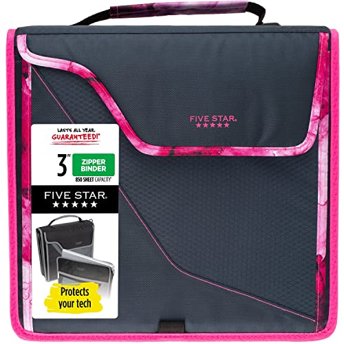 0071723080716 - FIVE STAR 3 INCH ZIPPER BINDER WITH REMOVABLE PADDED CASE, 850 SHEET CAPACITY, SEWN, NAVY/PINK (292960D)