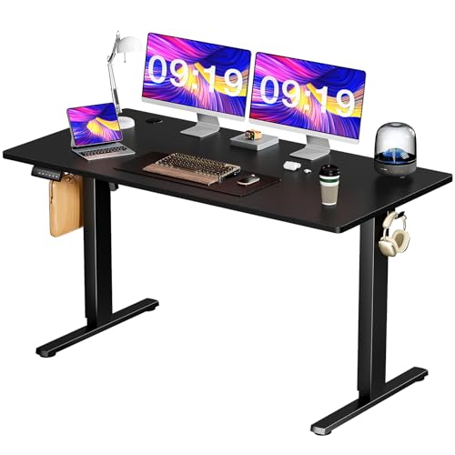 0717242722705 - SMUG, 55 X 24 IN ELECTRIC HEIGHT ADJUSTABLE HOME OFFICE SIT STAND UP DESK COMPUTER TABLE WITH MEMORY CONTROLLER/HEADPHONE HOOK, 55 X 24, BLACK
