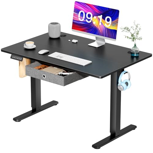 0717242722736 - SMUG, 40 X 24 IN ELECTRIC HEIGHT ADJUSTABLE HOME OFFICE SIT STAND UP DESK COMPUTER TABLE WITH MEMORY CONTROLLER/HEADPHONE HOOK, 40-DRAWER, BLACK