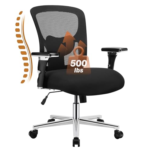 0717242731738 - ERGONOMIC HOME OFFICE CHAIR, BIG AND TALL OFFICE CHAIR WITH ADJUSTABLE LUMBAR SUPPORT AND WHEELS, 3D ARMREST, 500LBS WIDE HEAVY DUTY COMPUTER TASK CHAIRS FOR ADULTS