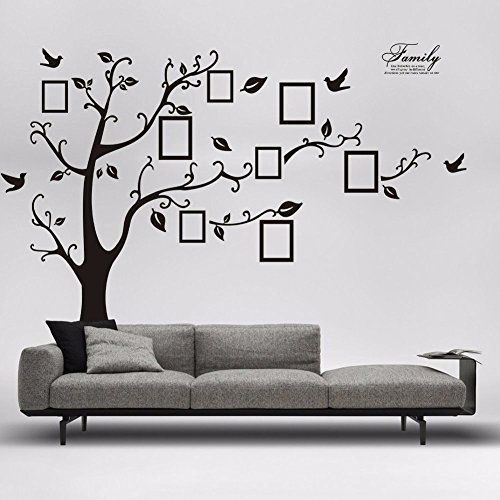 0717261573166 - FAMILY TREE WALL DECAL STICKER LARGE VINYL PHOTO PICTURE FRAME REMOVABLE BLACK