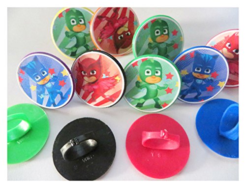 0717353410652 - 12 PJ MASKS RINGS CUPCAKE TOPPERS - BIRTHDAY PARTY FAVOR PINATA CAKE TOYS CATBOY