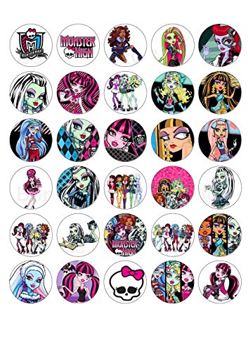 0717353495635 - 30 X MONSTER HIGH EDIBLE WAFER PAPER CUP CAKE CUPCAKE TOPPERS