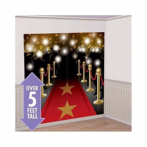 0717353509981 - RED CARPET HOLLYWOOD SCENE SETTER HAPPY BIRTHDAY PARTY WALL DECORATION DECOR KIT