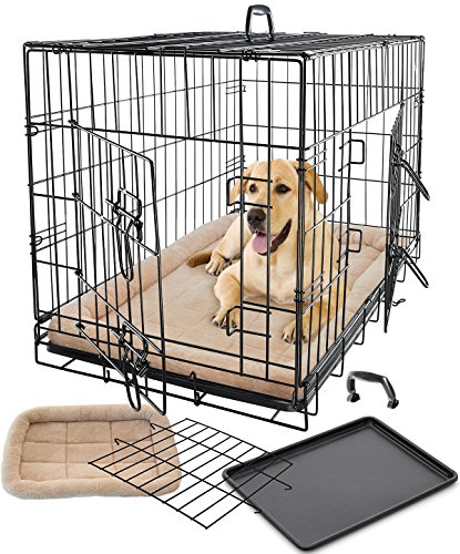 0717353512592 - PET DOG CAT CAGE CRATE KENNEL AND BED CUSHION WARM SOFT COZY HOUSE LARGE