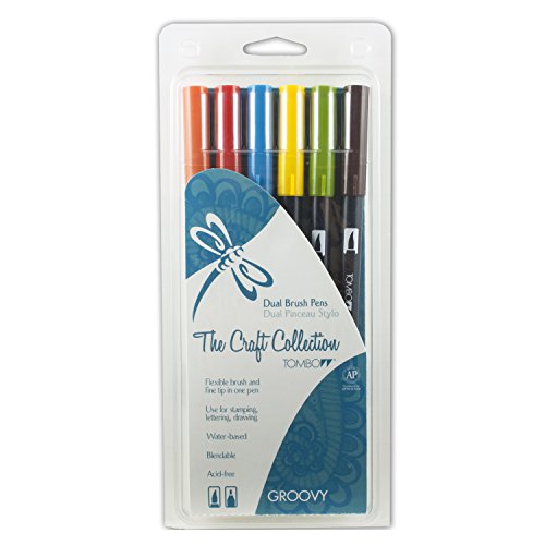 7174117294195 - TOMBOW DUAL BRUSH PEN ART MARKERS, GROOVY, 6-PACK
