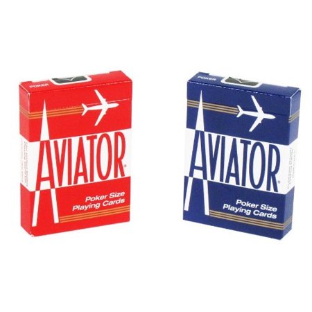 0717520450214 - AVIATOR STANDARD INDEX PLAYING CARDS - 1 SEALED RED DECK AND 1 SEALED BLUE DECK