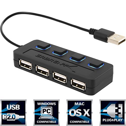 0717630429773 - SABRENT 4-PORT USB 2.0 HUB WITH INDIVIDUAL POWER SWITCHES AND LEDS (HB-UMLS)