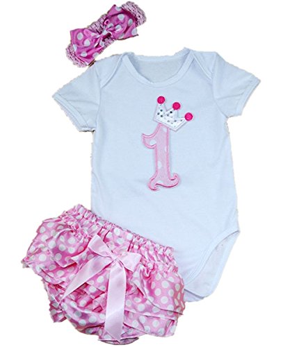 0717630833174 - AISHIONY BABY GIRL 1ST BIRTHDAY TUTU BLOOMER OUTFIT INFANT PARTY DRESS 3PCS XL