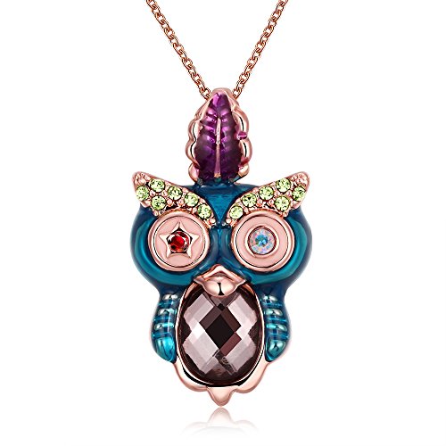 0717630915474 - ROSE GOLD FASHION 18K GOLD CHAIN LOVELY OWL NECKLACE