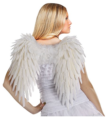 0071765048002 - FUN WORLD COSTUMES WOMEN'S DELUXE FEATHER ANGEL WINGS, WHITE, ONE SIZE