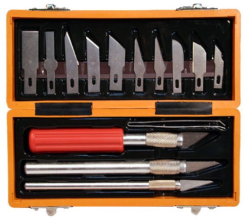 0717656241045 - 17 PIECE HOBBY CRAFT UTILITY KNIFE SET IN ABS PLASTIC STORAGE CASE