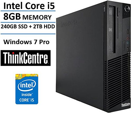 0717753024572 - LENOVO THINKCENTRE M91 HIGH PERFORMANCE SMALL FACTOR DESKTOP COMPUTER (INTEL QUAD CORE I5 UP TO 3.4GHZ PROCESSOR), 8GB RAM, 240GB SSD + 2TB HDD, DVD, WINDOWS 7 PROFESSIONAL (CERTIFIED REFURBISHED)