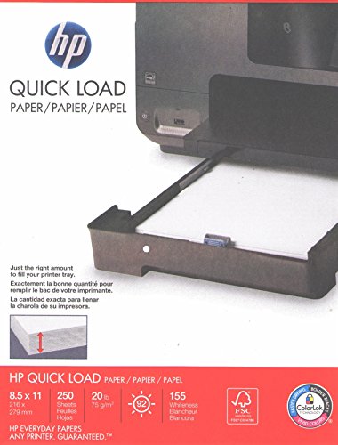 0718103237994 - HP QUICK LOAD ULTRA WHITE PAPER, MULTIPURPOSE COPY LASER INKJET PRINTER, 8 1/2 X 11 INCH LETTER SIZE, 20 LB. DENSITY, 92 BRIGHT WHITE, ACID-FREE, CONVENIENT HALF-REAM SIZE, 250 TOTAL SHEETS