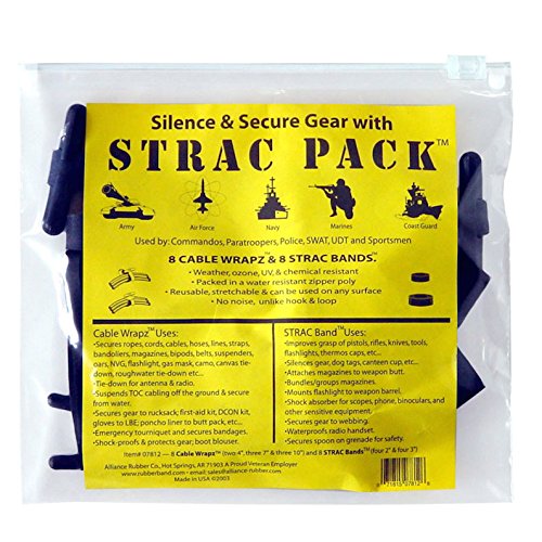 0071815078126 - ALLIANCE STRAC (STRIKE TEAM READY AROUND THE CLOCK) COMBO PACK, 16 BANDS TOTAL INCLUDING 8 STRAC BLACK EPDM RUBBERBANDS AND 8 BLACK EPDM GEAR WRAPZ IN ZIP CLOSE POLY POUCH.
