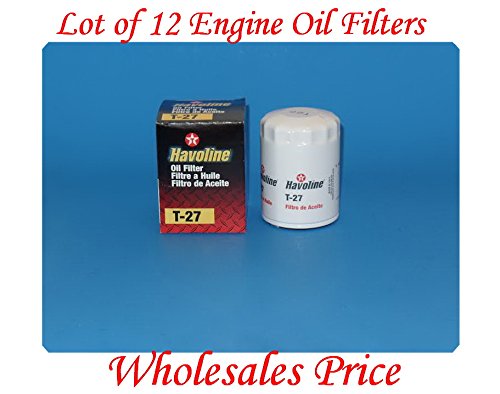 0718207762750 - (LOT OF 12) ENGINE OIL FILTER HAVOLINE T27 MADE IN USA FOR: BUICK CADILLAC CHEVROLET GMC ISUZU