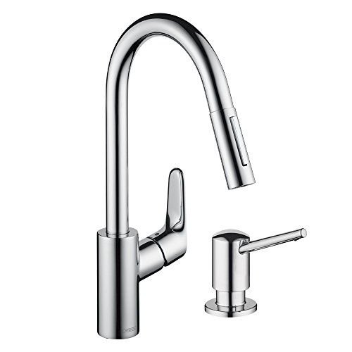 0718426064932 - HANSGROHE KK04505-04539PC FOCUS HIGHARC PULL-DOWN 1.75GPM KITCHEN FAUCET WITH SOAP DISPENSER CHROME, CHROME