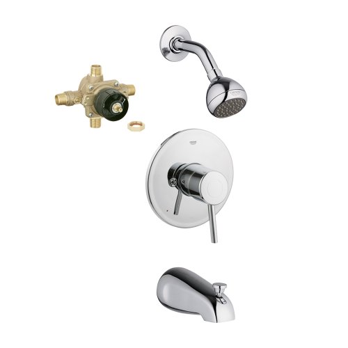 0718426117775 - GROHE K35009-35015R-001-2 CONCETTO SHOWER COMBINATION WITH ROUGH-IN, CHROME,,, STARLIGHT CHROME