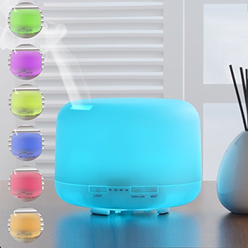 0718460578402 - 500ML AROMA DIFFUSER, EFRANK® COOL MIST ULTRASONIC HUMIDIFIER ESSENTIAL OIL DIFFUSER WITH 10 HOURS CONTINUOUS MIST,4 TIMER SETTINGS,7 COLOR LED CHANGES-WATERLESS AUTO OFF (500ML COLOR)
