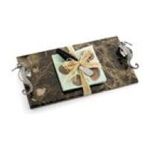 0718540093016 - BROWN GRANITE SEAHORSE CHEESE BOARD SET WITH SPREADER AND NAPKINS