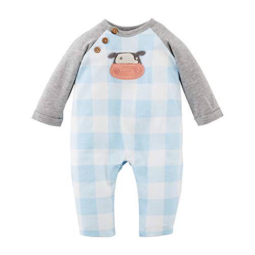 0718540675526 - MUD PIE BABY CROCHET FARM OUTFIT, BLUE, 0-3 MONTHS