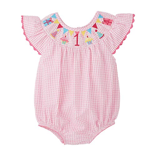 0718540676080 - MUD PIE BABY GIRLS ONE SMOCKED BUBBLE, PINK, 12-18 MONTHS