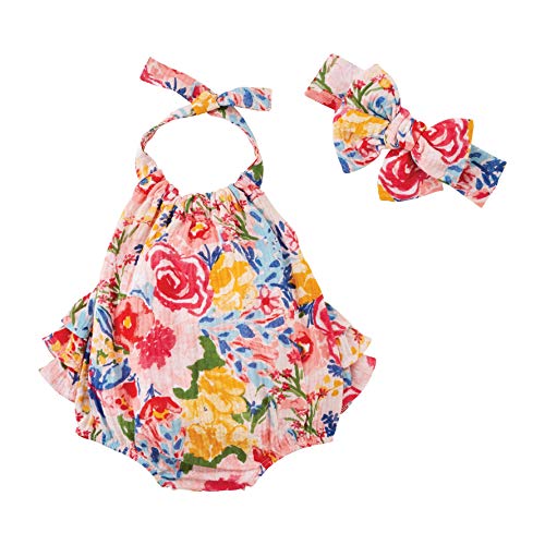 0718540679777 - MUD PIE BABY GIRLS BUBBLE AND HEADBAND, FLORAL, 3-6 MONTHS