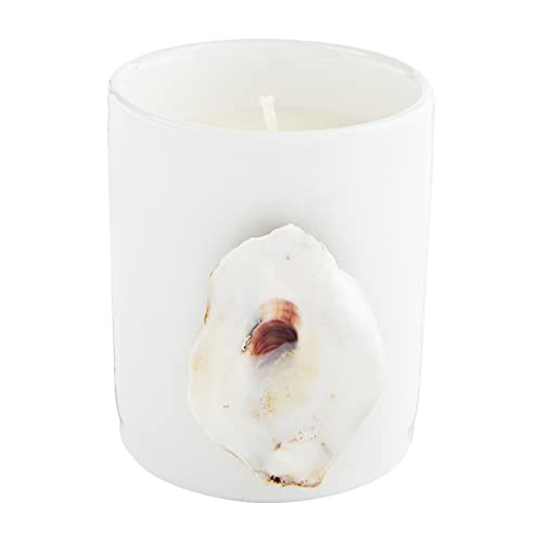 0718540759806 - MUD PIE OYSTER CERAMIC CANDLES, WHITE, SMALL, 3.5 X 3