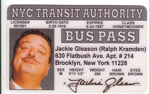 0718557743881 - JACKIE GLEASON (RALPH KRAMDEN) NOVELTY DRIVERS LICENSE / FAKE I.D. IDENTIFICATION FOR FIFTY SHADES OF GREY FANS