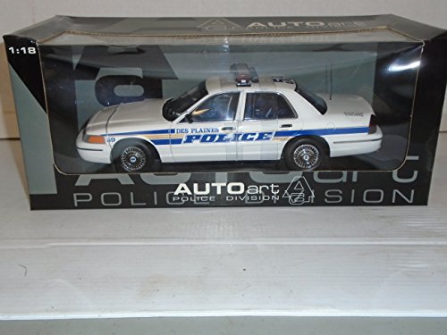 0718771304615 - AUTO ART POLICE DIVISION 1998 FORD CROWN VICTORIA DES PLAINES POLICE DIE CAST MODEL