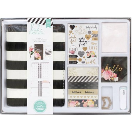 122 Pieces Heidi Swapp Large Memory Planner by American Crafts Gold and White Striped 