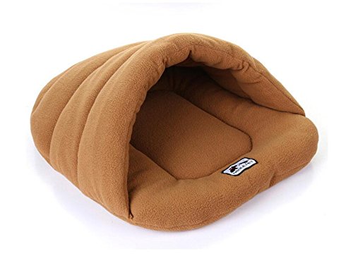 0718930079385 - CUDDLE POUCH PET BED, BAG, COVERED HOODED PET BED, COSY, FOR BURROWER CATS TOP QUALITY (M, BROWN)