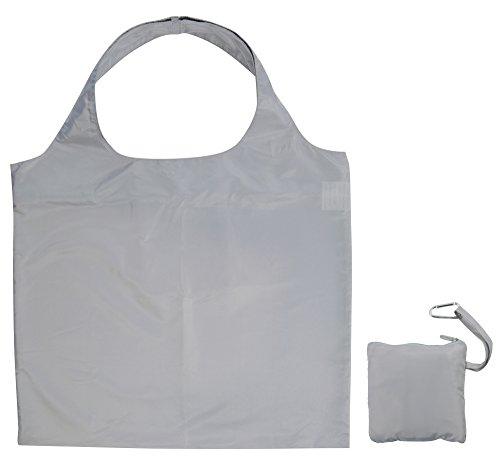 0718930351856 - BEEGREEN REUSABLE GROCERY BAGS WITH ZIPPER CLOSURE,FOLDABLE INTO ZIPPERED POCKET (GREY)