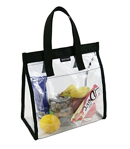 0718930352310 - BEEGREEN CLEAR LUNCH BAGS TOTE FOR WOMEN AND MEN W FRONT POCKET AND VELCRO CLOSURE, WATERPROOF PVC VINYL LUNCH BOX BAG FOR KIDS
