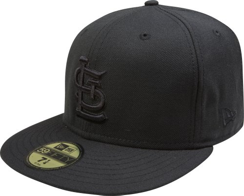 0719106795856 - MLB ST LOUIS CARDINALS BLACK ON BLACK 59FIFTY FITTED CAP, 7 7/8