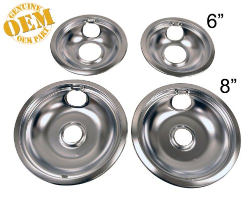 0719239397712 - 74-06-070 - NEW FACTORY ORIGINAL CHROME OVEN COMPLETE DRIP 4 PAN BOWL SET ( INCLUDES 2 - 6 AND 2 - 8 )