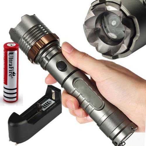 0719239515222 - 2000 LUMEN ZOOMABLE CREE XM-L T6 LED 18650 FLASHLIGHT TORCH WITH BATTERY AND CHARGER SET