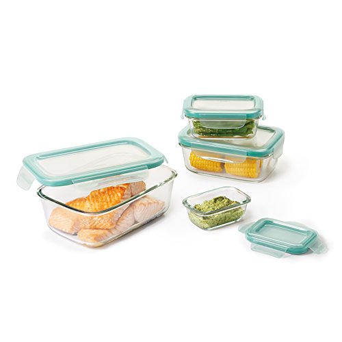 0719812047959 - OXO GOOD GRIPS 8 PIECE SNAP LEAKPROOF GLASS RECTANGLE FOOD STORAGE CONTAINER SET