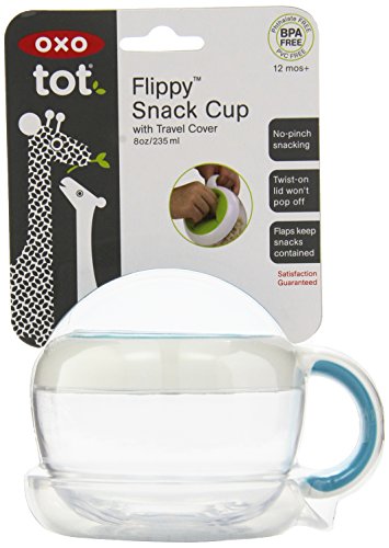 0719812931401 - OXO TOT FLIPPY SNACK CUP WITH TRAVEL LID - AQUA