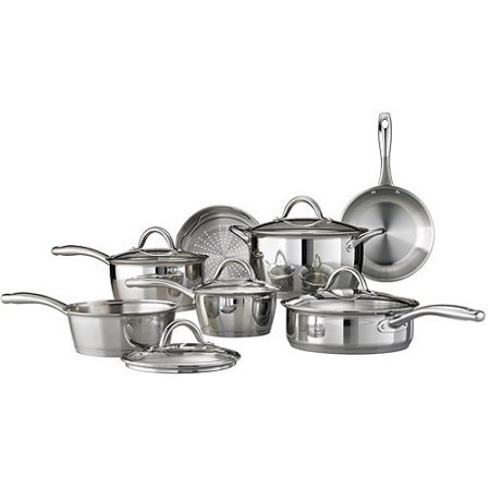 0719918346543 - TRAMONTINA 12-PIECE GOURMET TRI-PLY BASE COOKWARE SET, STAINLESS STEEL