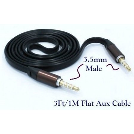 0719926110662 - D & K EXCLUSIVES® BLACK 3.5MM MALE TO 3.5MM MALE 3FT / 1M AUX HEADPHONE ADAPTER & EXTENDER FLAT TANGLE FREE CABLE FOR IPHONE 4, 4G, 5, 5S 5C 6 SAMSUNG GALAXY S3, S4, S5, NOTE 2, NOTE 3, IPAD,TABLETS